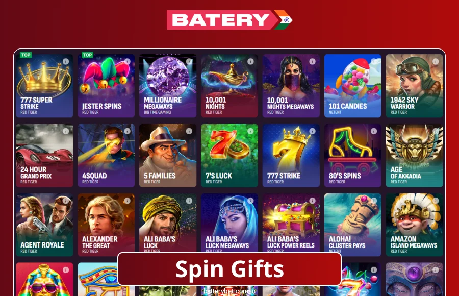 Play Spin Gifts on Batery Bet IN
